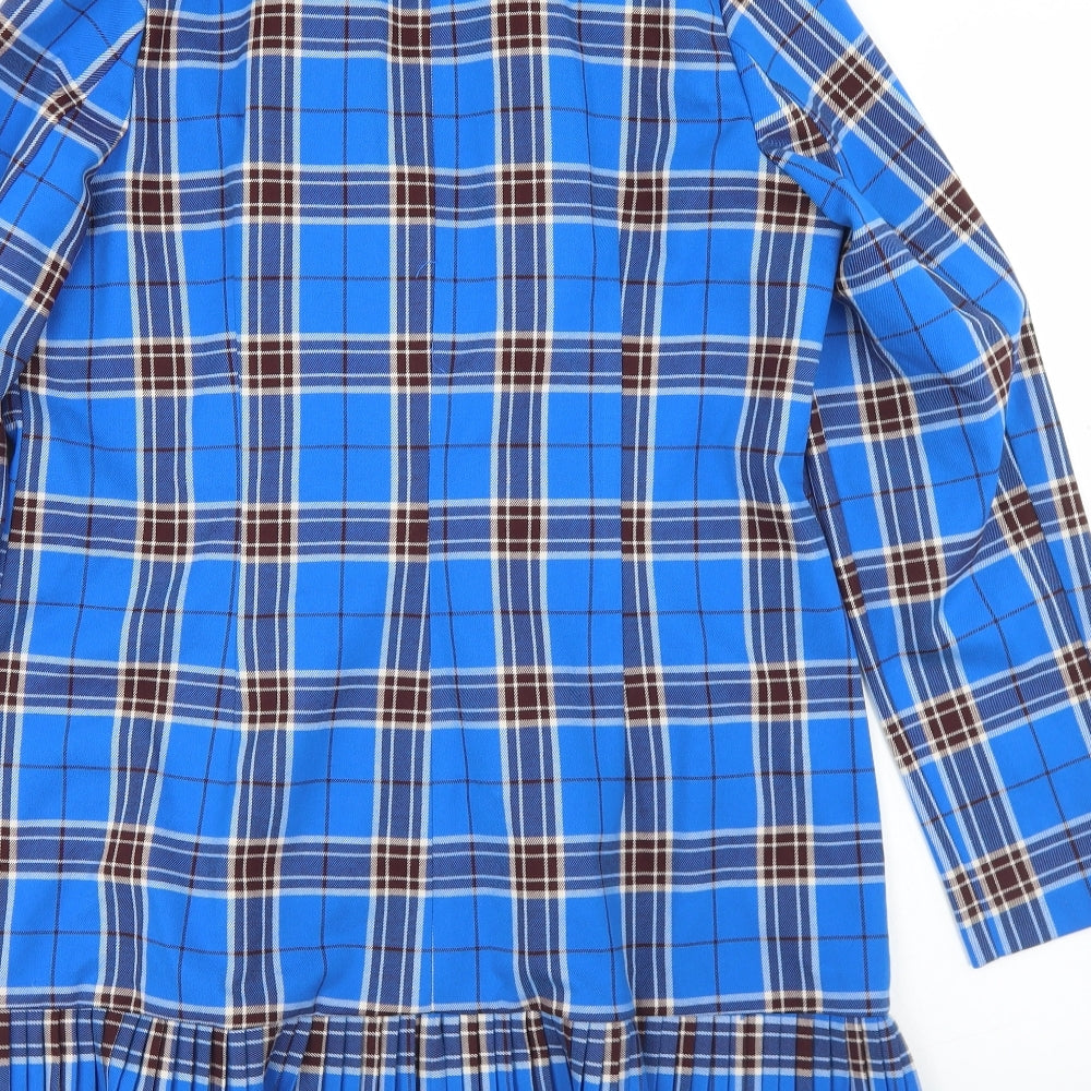 Very Womens Blue Plaid Polyester Jacket Dress  Size 18  Collared Button