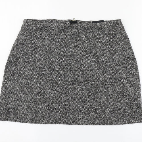 Topshop Womens Grey  Cotton Straight & Pencil Skirt Size 12   Zip