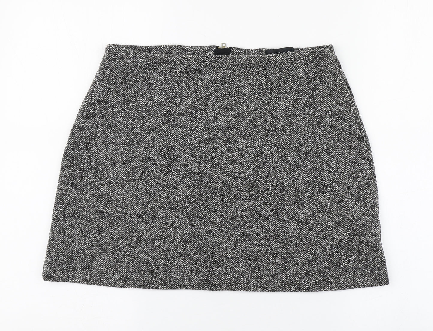 Topshop Womens Grey  Cotton Straight & Pencil Skirt Size 12   Zip