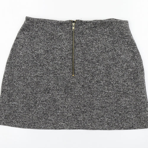 Topshop Womens Grey  Cotton Straight & Pencil Skirt Size 12   Zip