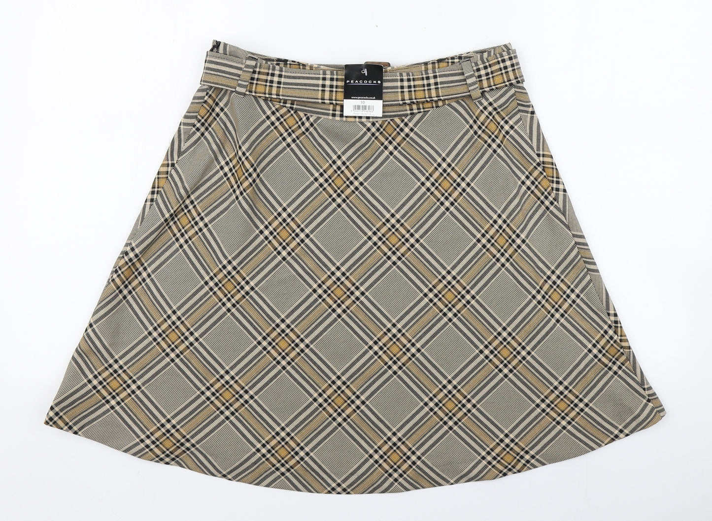 Peacocks Womens Brown Plaid Polyester A-Line Skirt Size 10   Zip