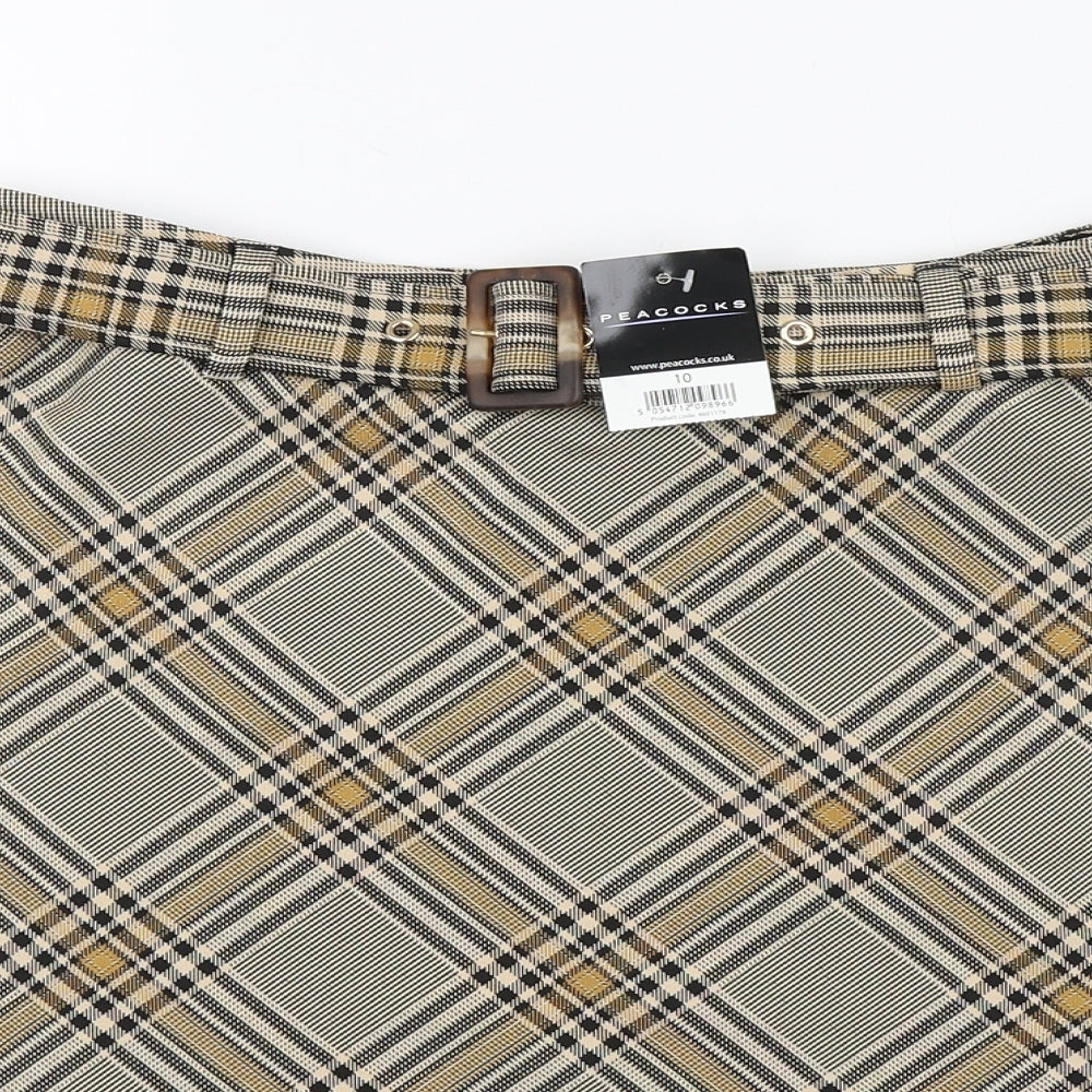 Peacocks Womens Brown Plaid Polyester A-Line Skirt Size 10   Zip