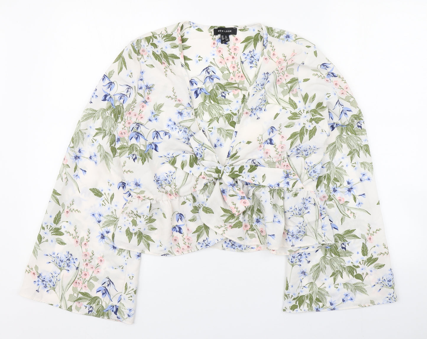 New Look Womens Multicoloured Floral Polyester Wrap Blouse Size 12 V-Neck