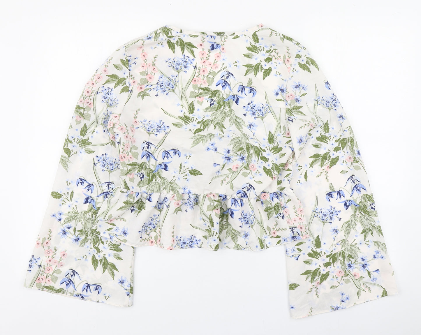 New Look Womens Multicoloured Floral Polyester Wrap Blouse Size 12 V-Neck
