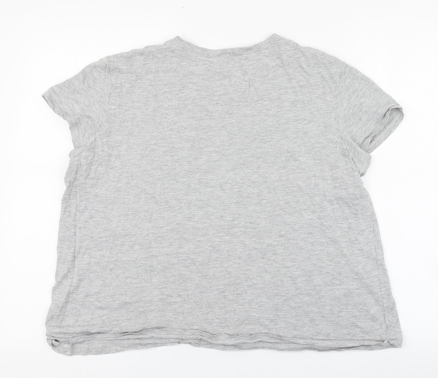 Primark Womens Grey  Cotton Basic T-Shirt Size L Round Neck - Giraffe