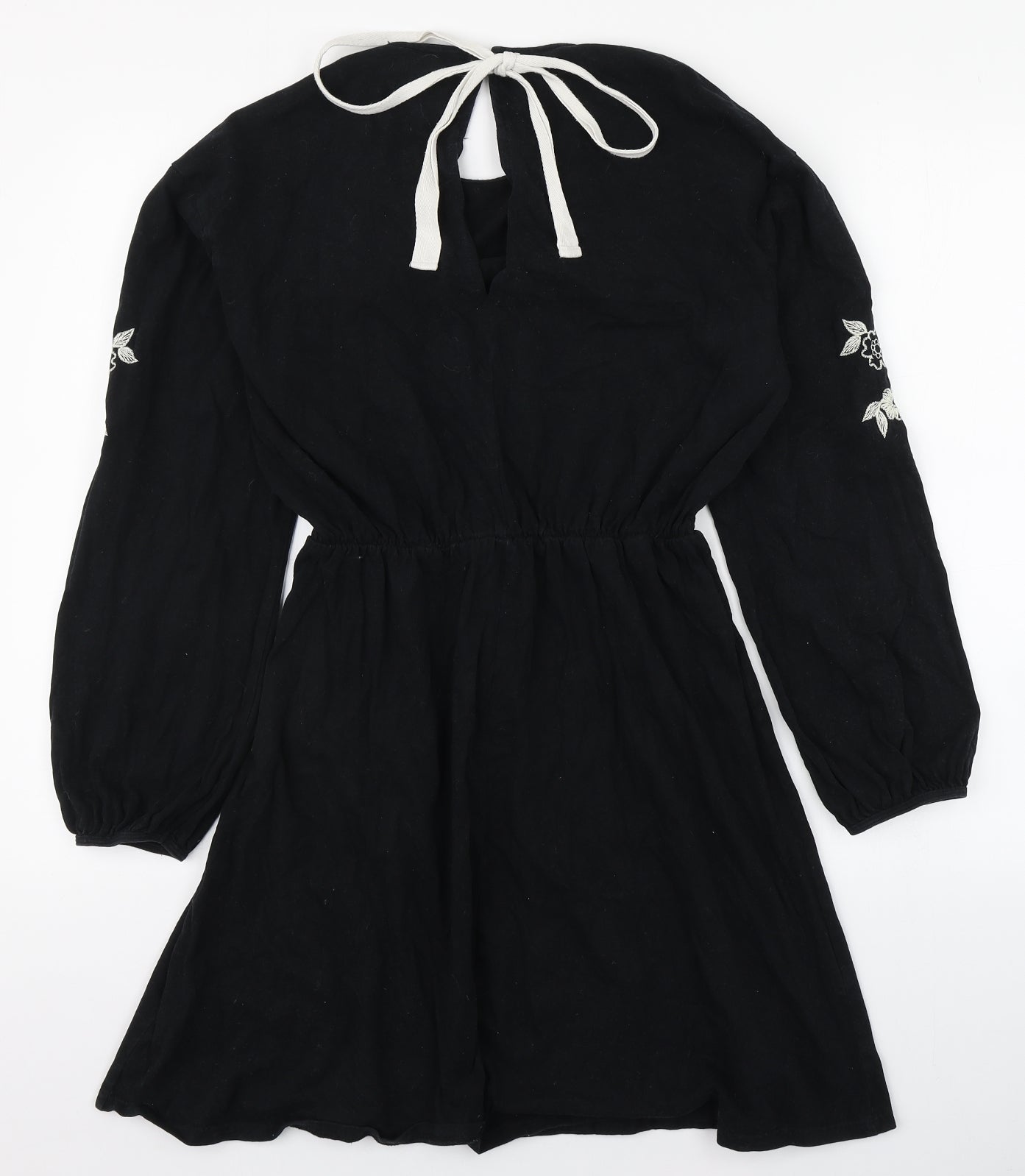Topshop Womens Black  Cotton Skater Dress  Size 12  Round Neck Pullover
