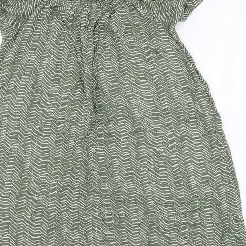 Primark Womens Green Striped Viscose Basic Blouse Size 8 Round Neck