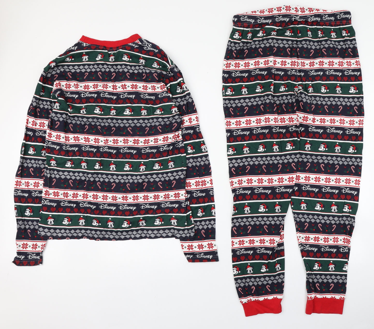 Primark Womens Multicoloured Geometric Cotton Top Pyjama Set Size M   - Christmas Mickey Mouse