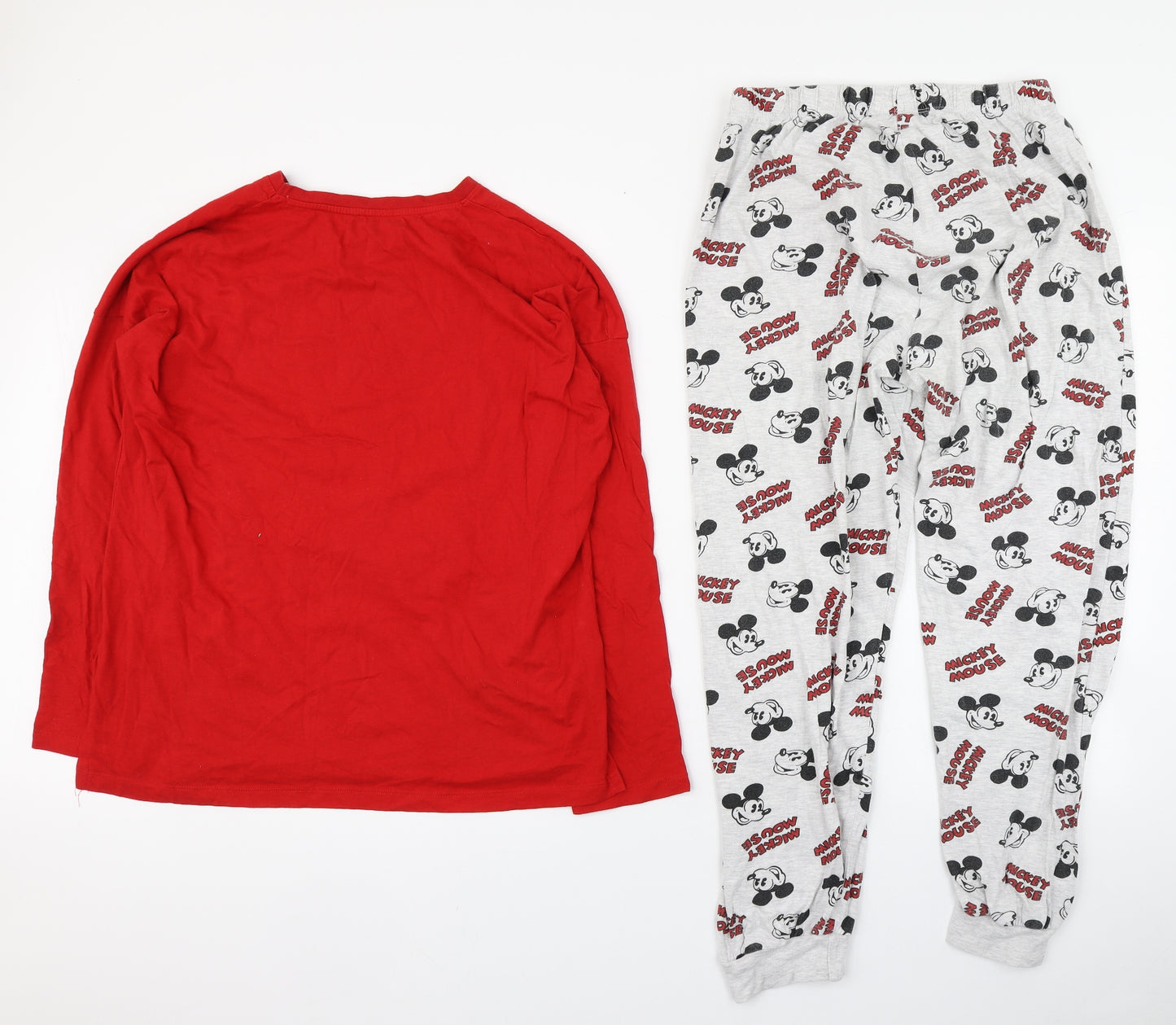 Primark Womens Red Geometric Cotton Top Pyjama Set Size M   - Mickey mouse