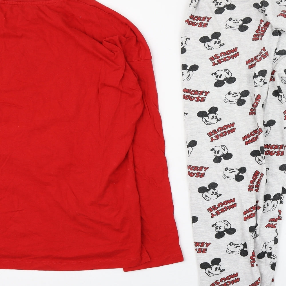 Primark Womens Red Geometric Cotton Top Pyjama Set Size M   - Mickey mouse