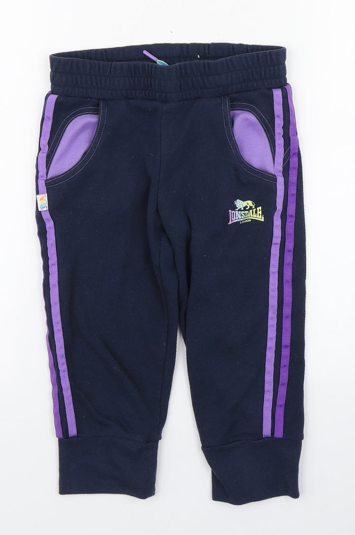 Londsdale Girls Purple Polyester Jogger Trousers Size 7-8 Years Regular Pullover