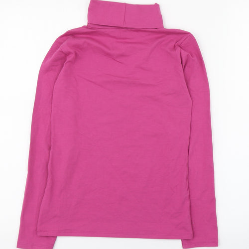 United Colours of Benetton Girls Pink  Cotton Basic T-Shirt Size 11-12 Years Roll Neck Pullover