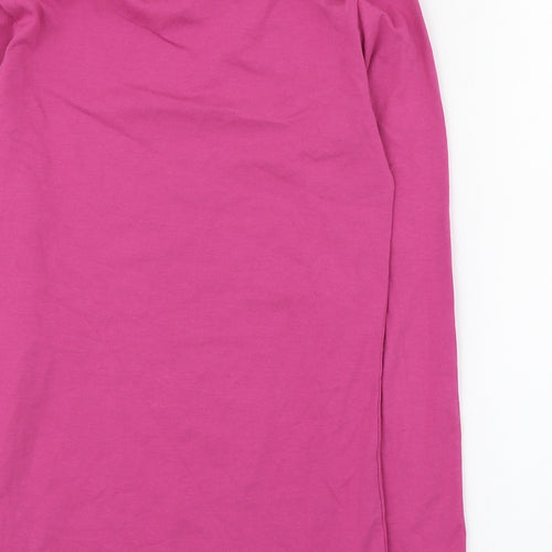 United Colours of Benetton Girls Pink  Cotton Basic T-Shirt Size 11-12 Years Roll Neck Pullover
