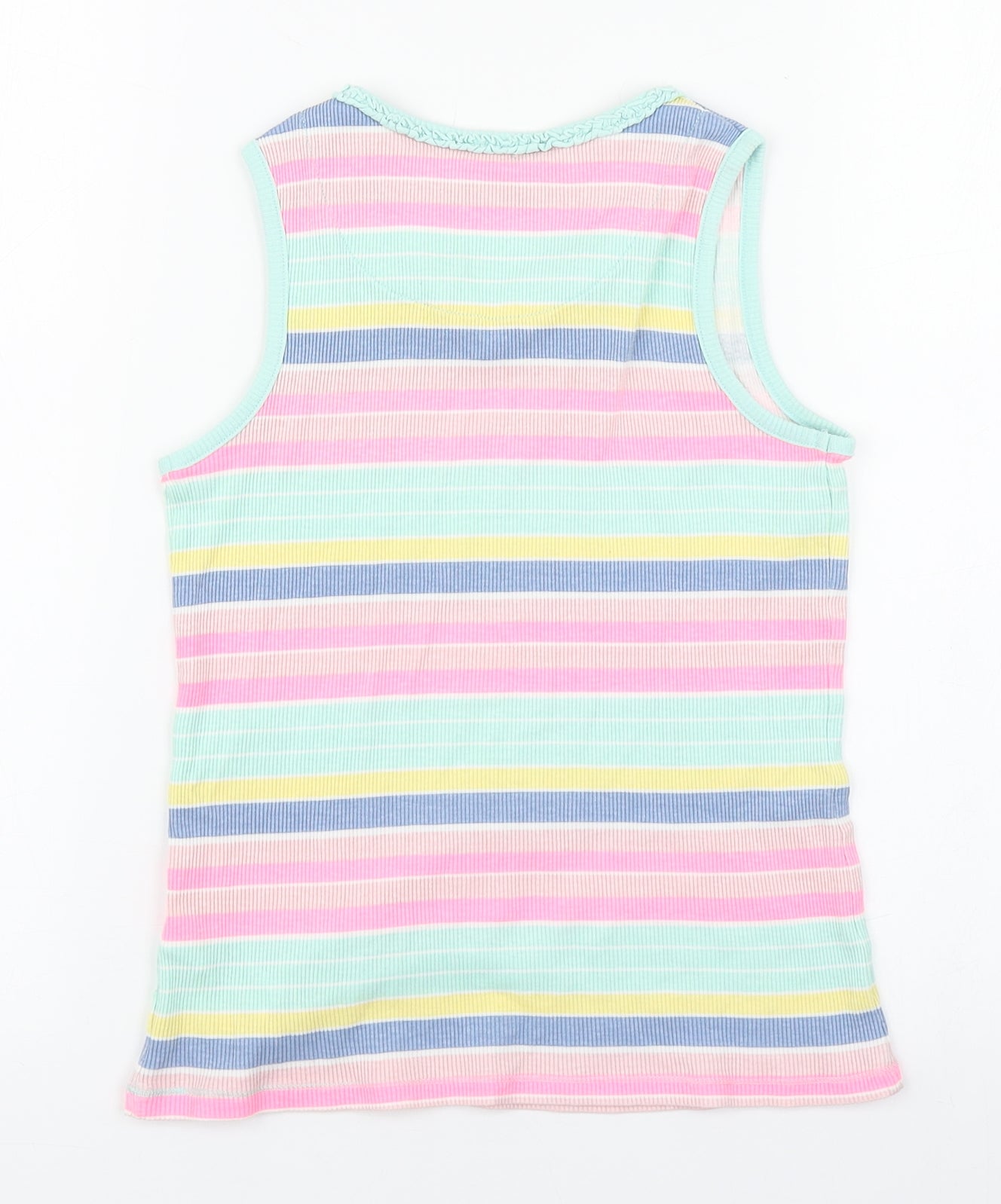 George Girls Multicoloured Striped 100% Cotton Basic Tank Size 11-12 Years Round Neck Pullover