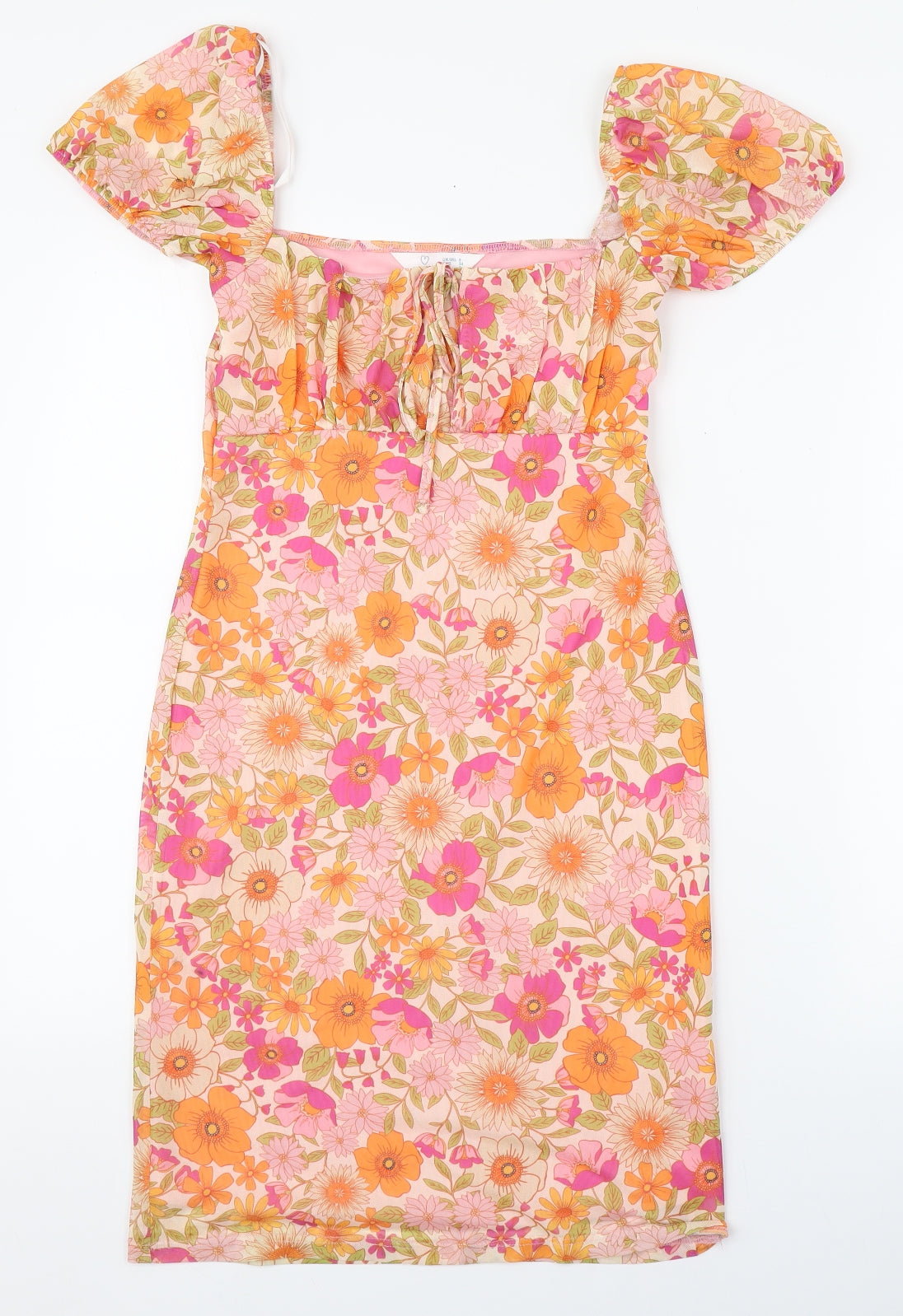 Primar Womens Multicoloured Floral Polyester Pencil Dress  Size 6  Square Neck Pullover