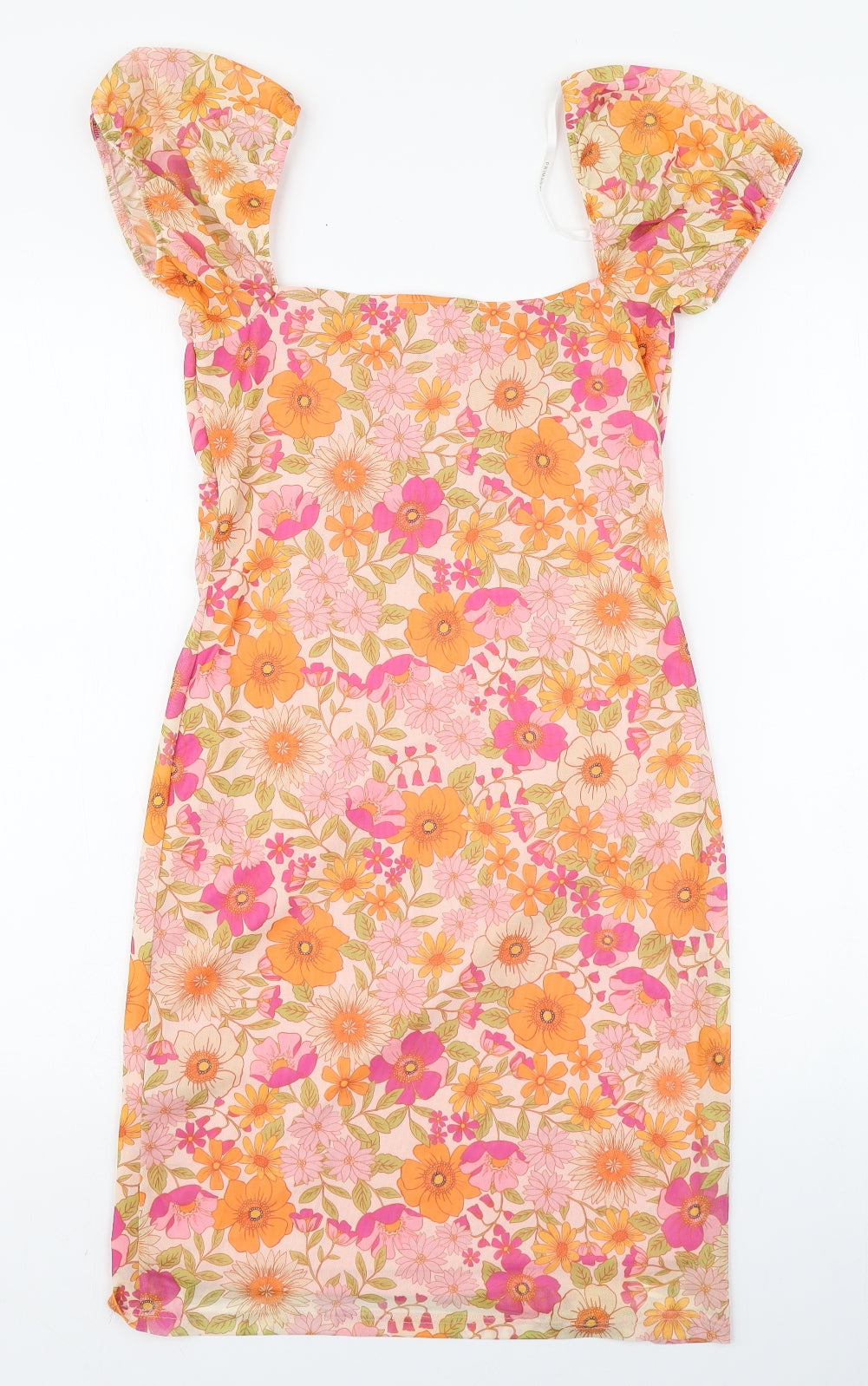 Primar Womens Multicoloured Floral Polyester Pencil Dress  Size 6  Square Neck Pullover