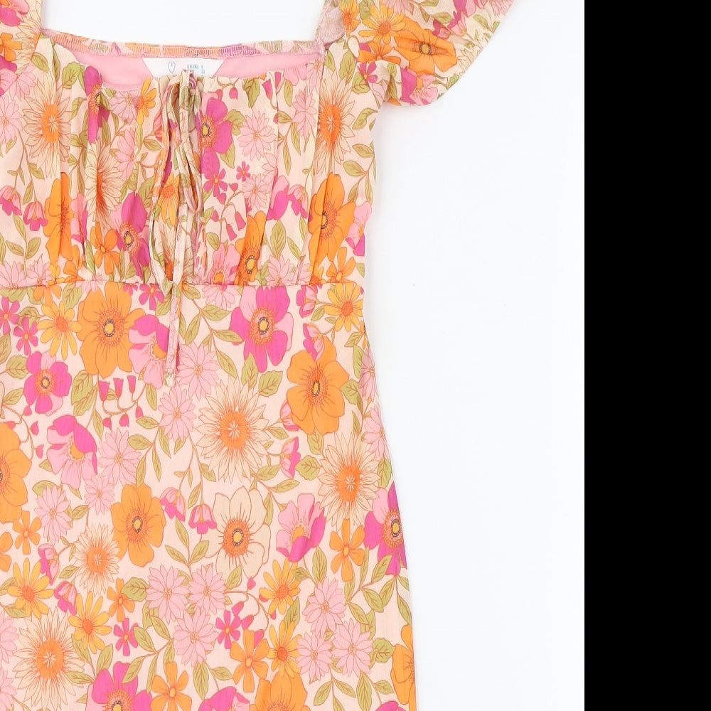 Primar Womens Multicoloured Floral Polyester Pencil Dress  Size 6  Square Neck Pullover