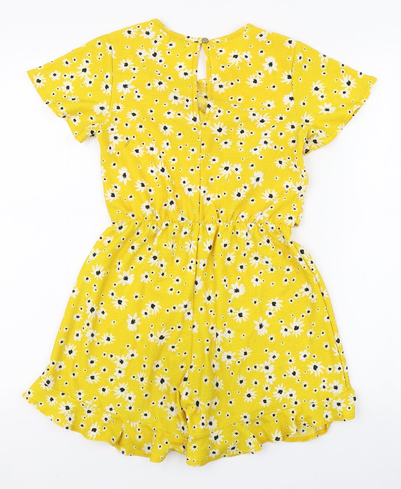 River Island Girls Yellow Floral Polyester Playsuit One-Piece Size 9-10 Years  Pullover