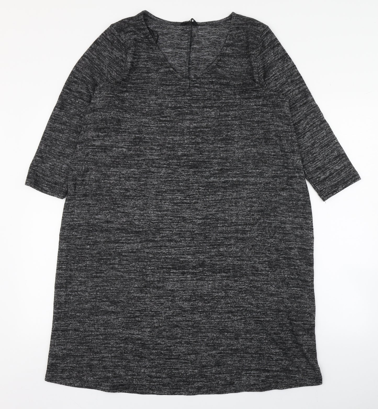 Peacocks Womens Grey  Polyester T-Shirt Dress  Size 12  V-Neck Pullover