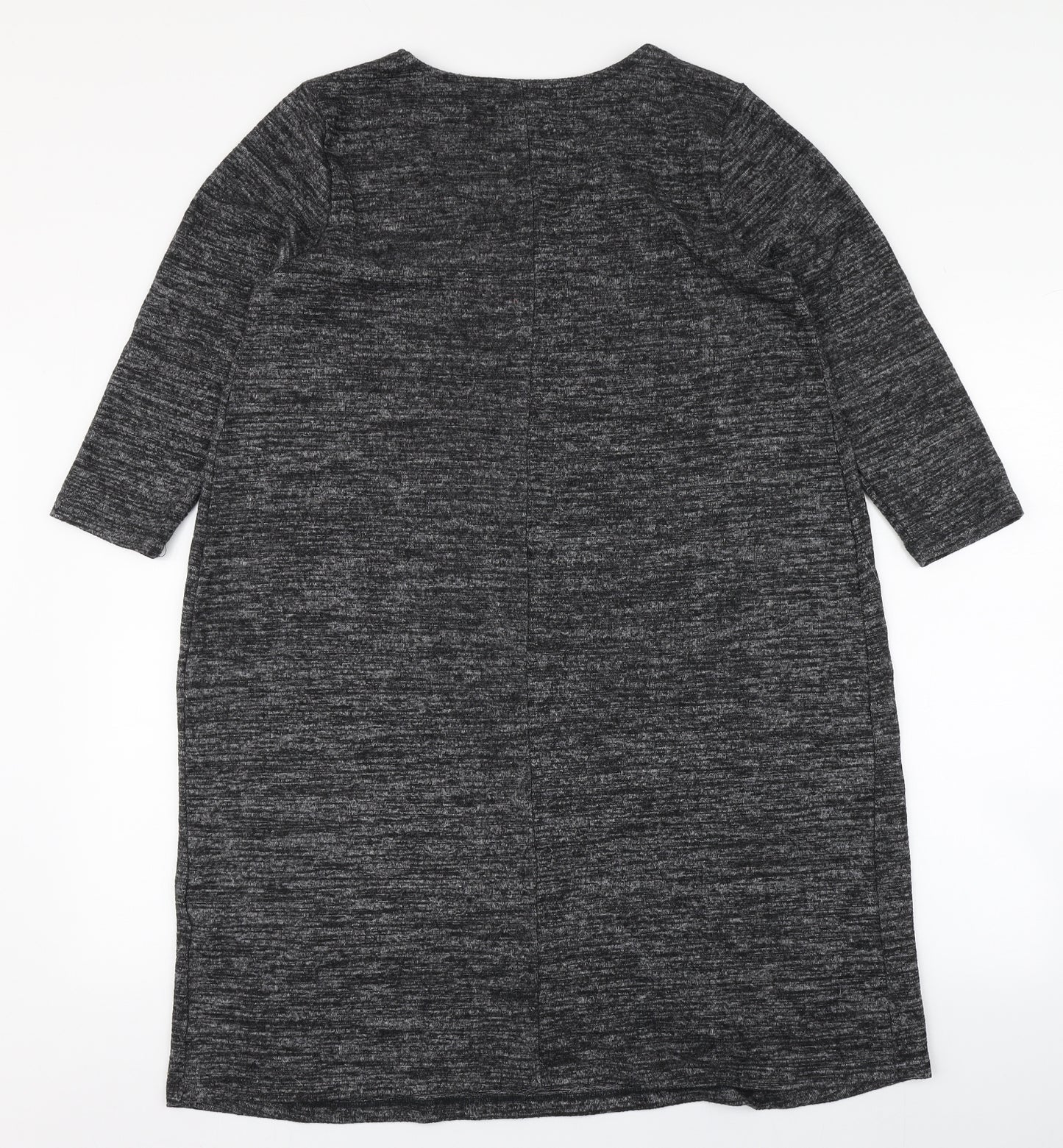 Peacocks Womens Grey  Polyester T-Shirt Dress  Size 12  V-Neck Pullover