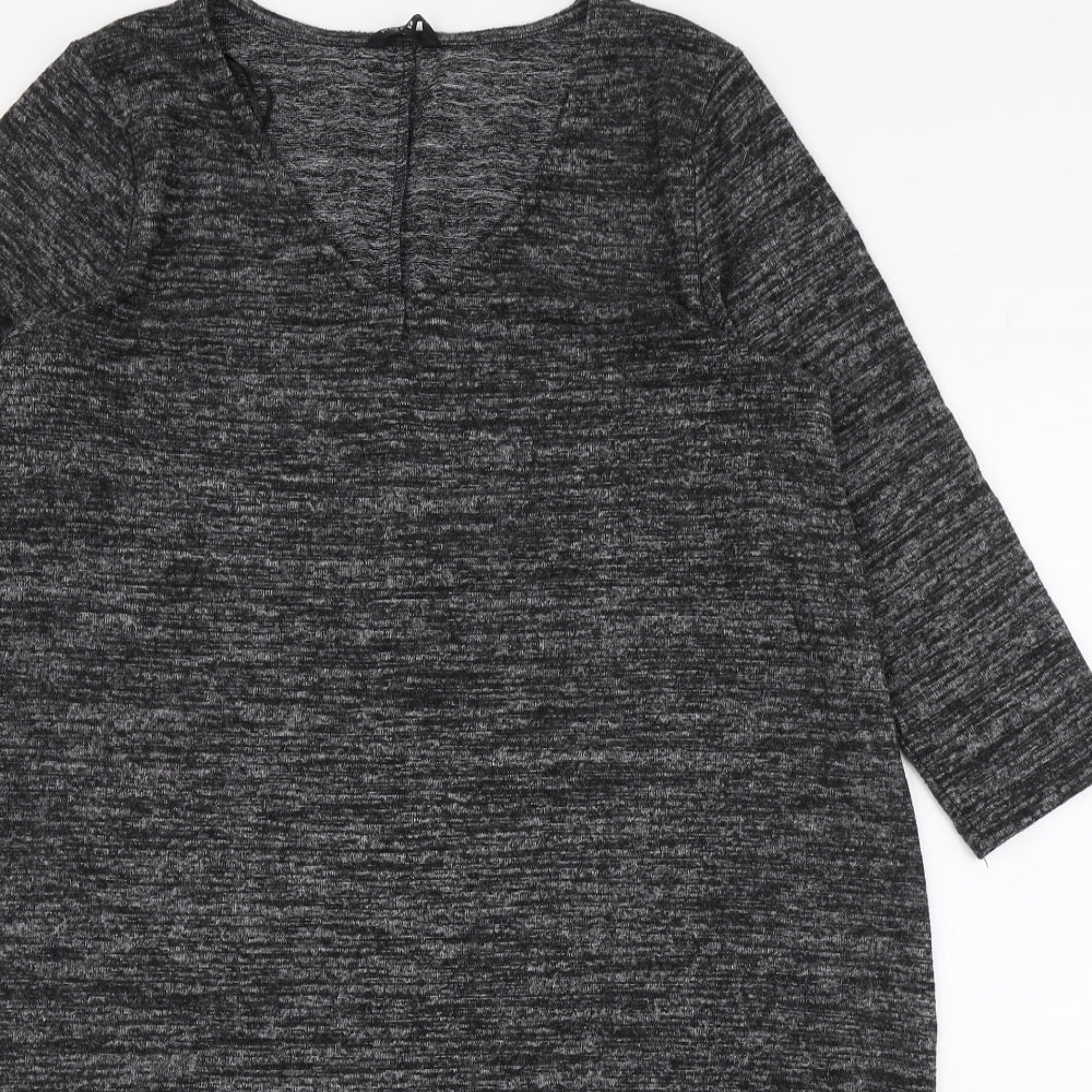 Peacocks Womens Grey  Polyester T-Shirt Dress  Size 12  V-Neck Pullover