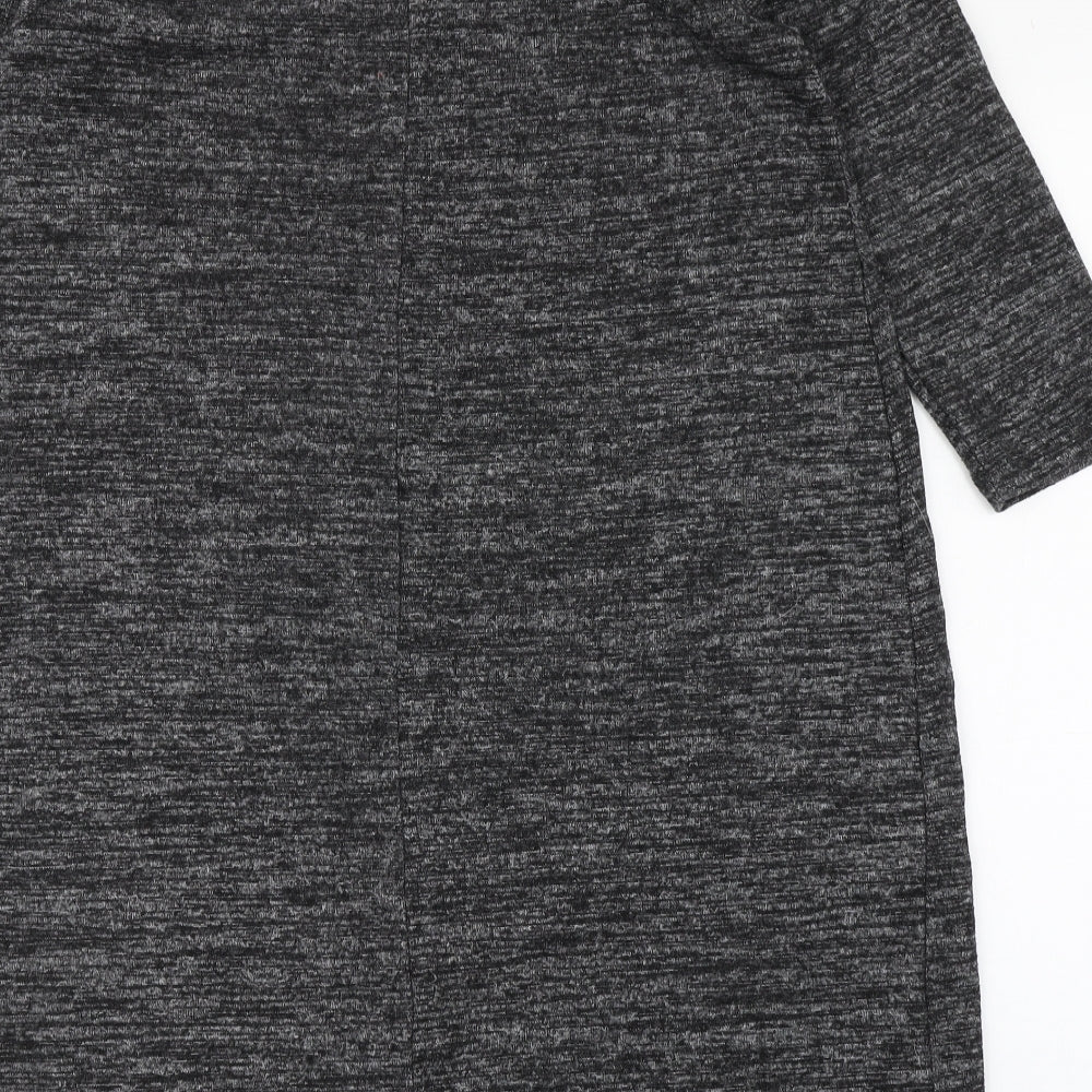 Peacocks Womens Grey  Polyester T-Shirt Dress  Size 12  V-Neck Pullover