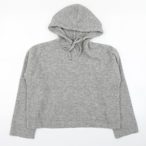 Urban Biss Womens Grey Round Neck  Acrylic Pullover Jumper Size 10