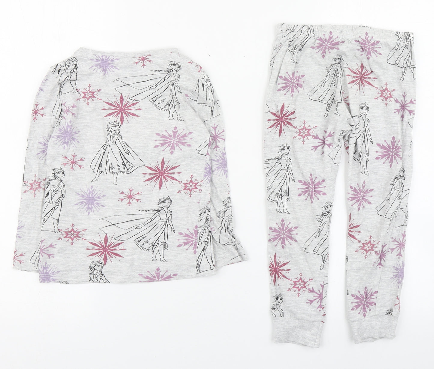 Disney Girls Grey Geometric Cotton Top Pyjama Set Size 3-4 Years  Pullover - Frozen Matching bottom included