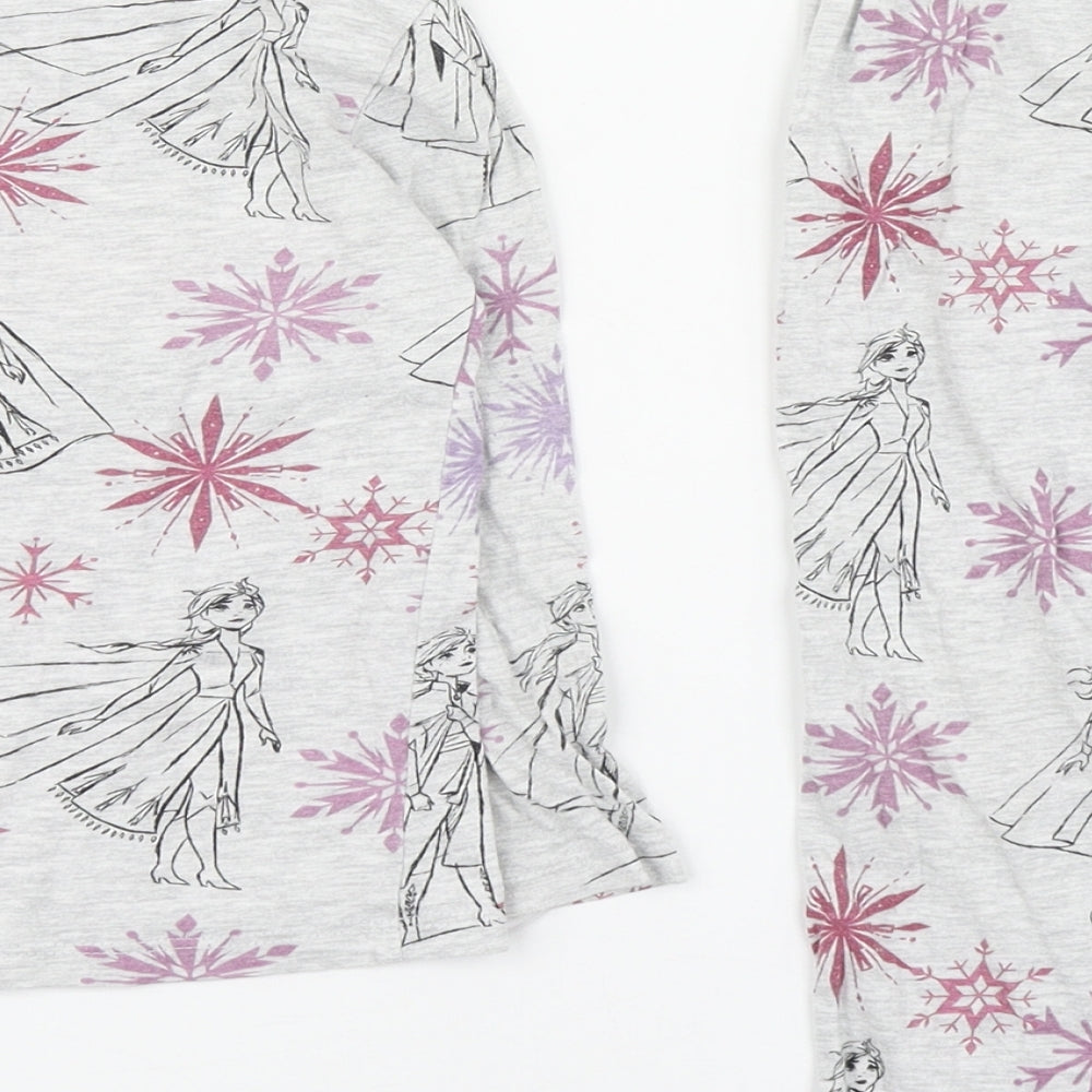 Disney Girls Grey Geometric Cotton Top Pyjama Set Size 3-4 Years  Pullover - Frozen Matching bottom included