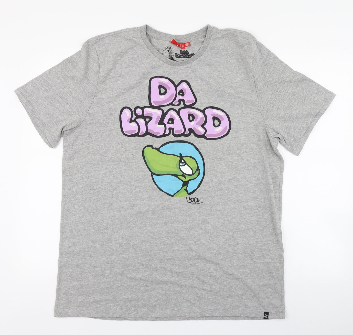 PUMA Mens Grey  Cotton  T-Shirt Size L Round Neck  - Da Lizard