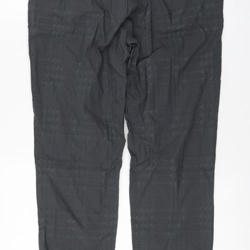 Masai Mens Grey Plaid Viscose Trousers  Size L L29 in Regular Zip