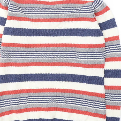 Isle Womens Multicoloured V-Neck Striped Acrylic Pullover Jumper Size 10
