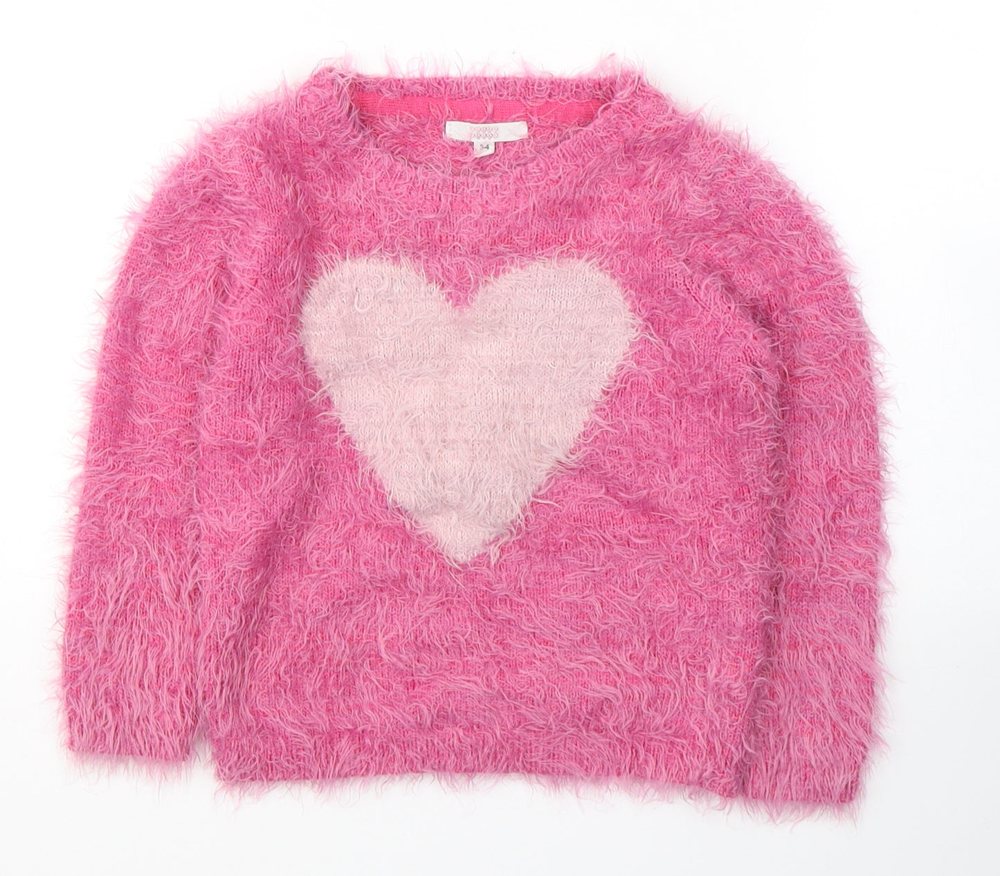 Squad Girls Pink  Acrylic Pullover Sweatshirt Size 3-4 Years  Pullover - Heart