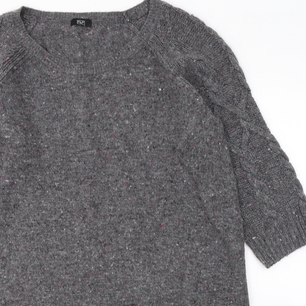 F&F Womens Grey Round Neck  Acrylic Pullover Jumper Size 22
