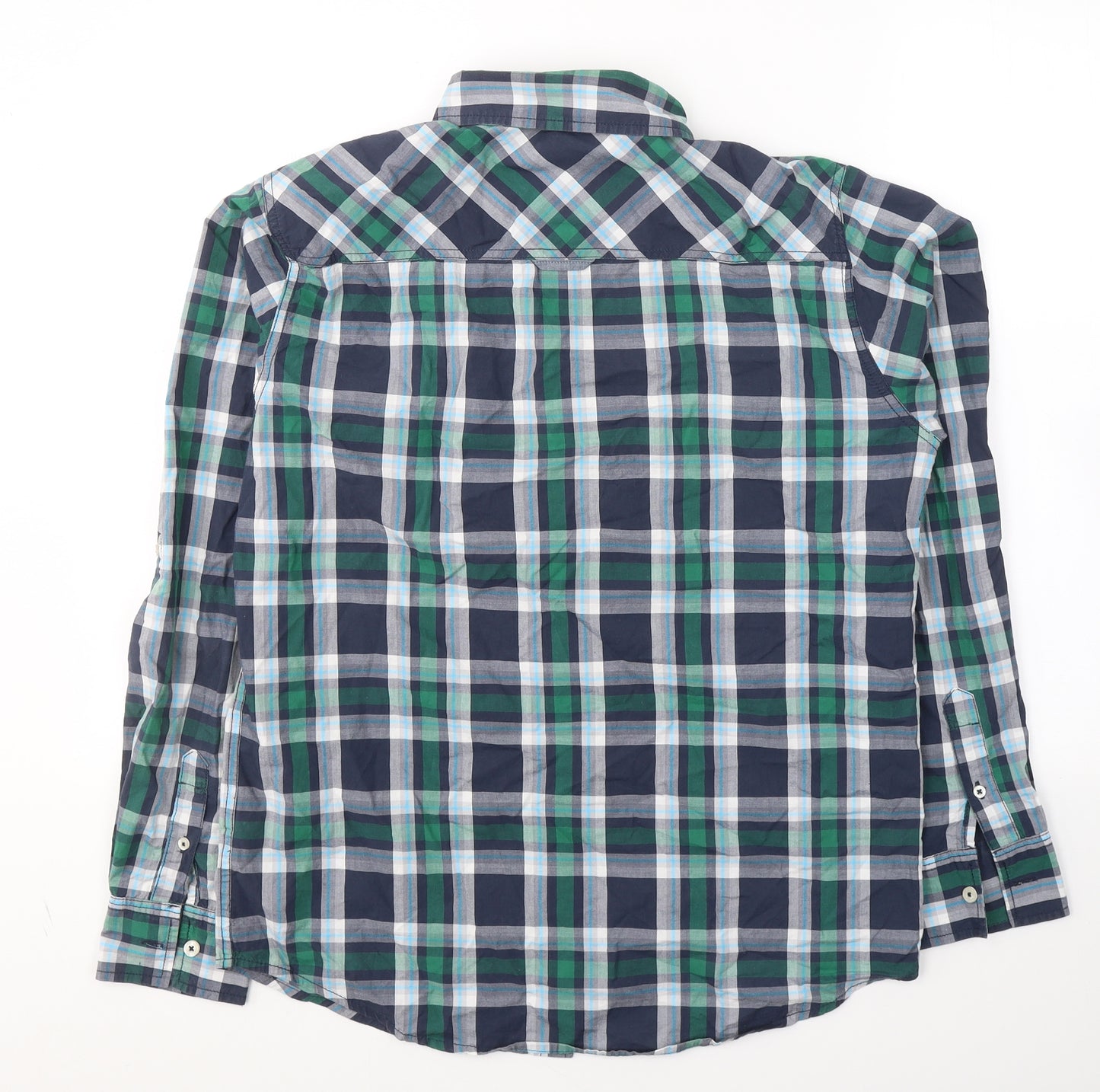 SoulCal&Co Mens Green Plaid Cotton  Button-Up Size M Collared Button