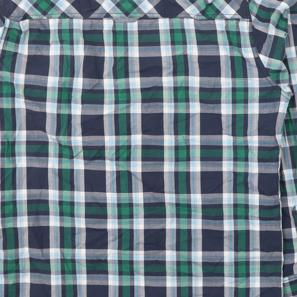 SoulCal&Co Mens Green Plaid Cotton  Button-Up Size M Collared Button