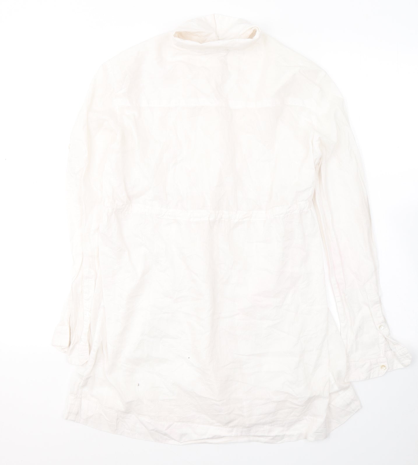 Zara Womens White  Cotton Tunic Blouse Size M Collared