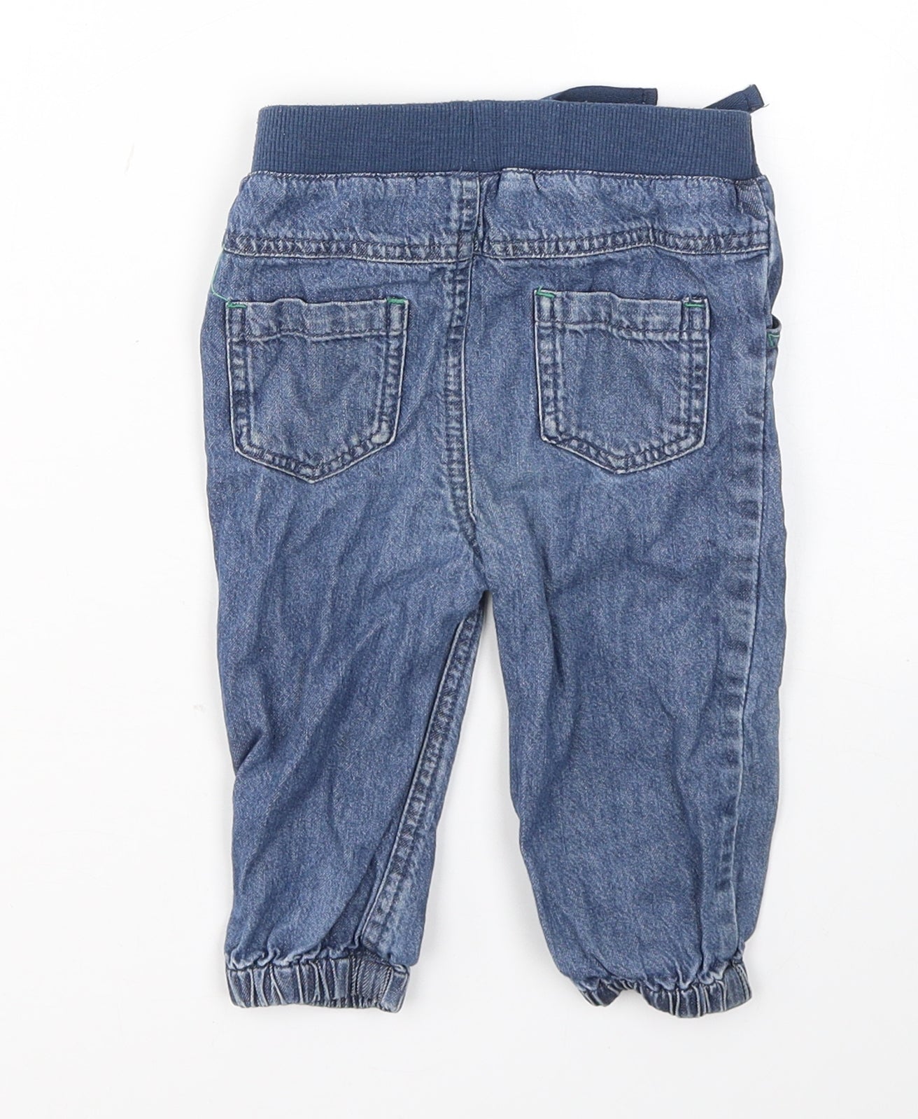 TU Boys Blue  Cotton Cargo Jeans Size 12-18 Months