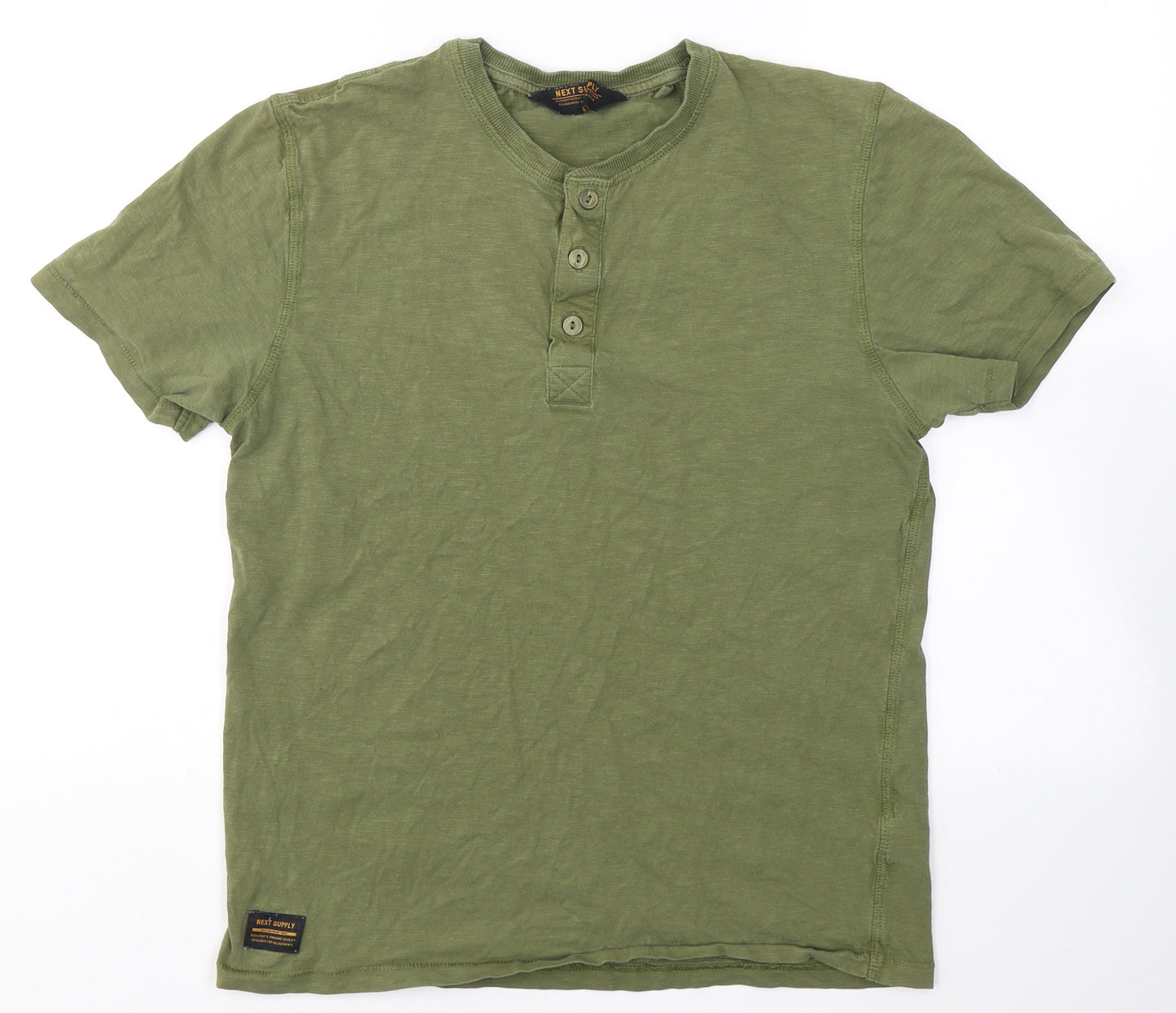 NEXT Mens Green  Cotton  T-Shirt Size S V-Neck