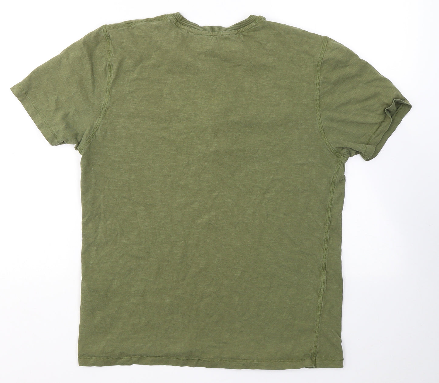NEXT Mens Green  Cotton  T-Shirt Size S V-Neck