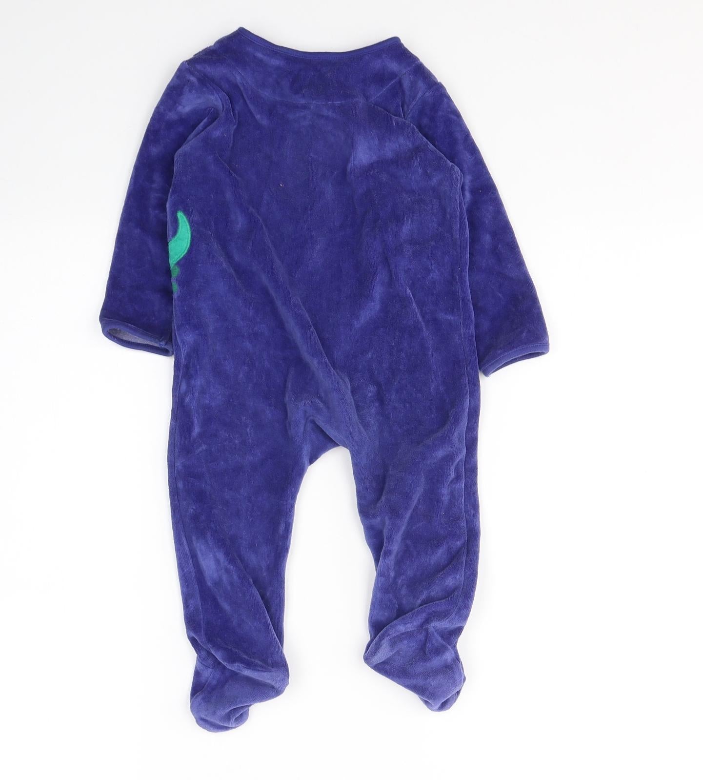 John Lewis Baby Purple  Cotton Babygrow One-Piece Size 6-9 Months  Button - Dinosaur