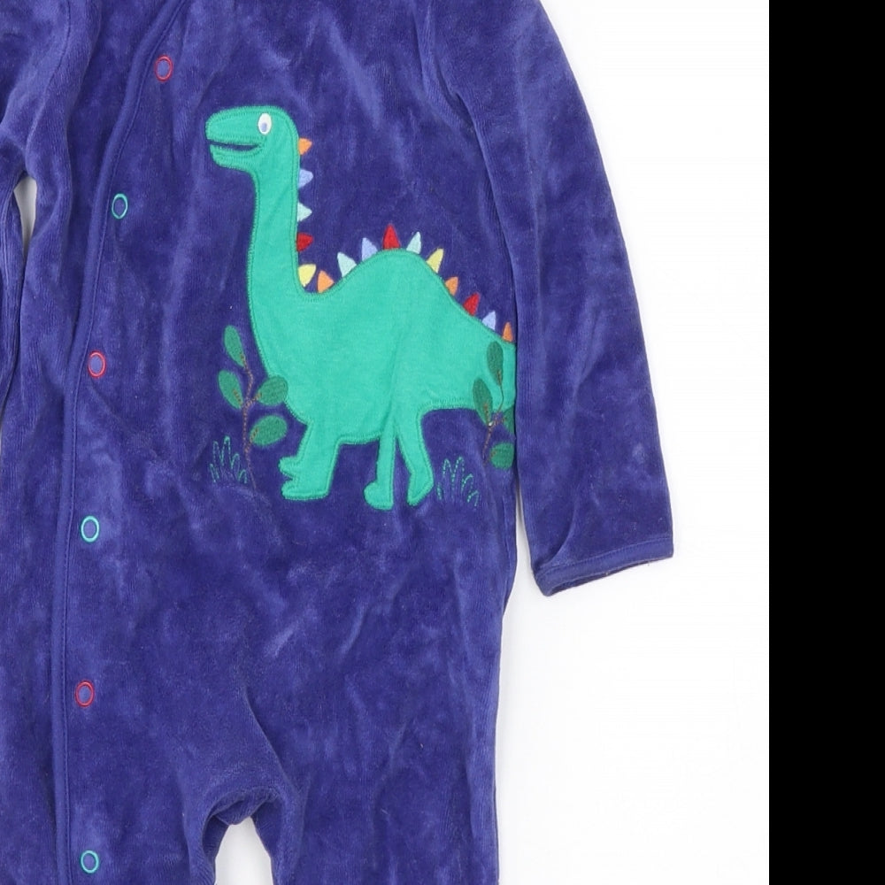 John Lewis Baby Purple  Cotton Babygrow One-Piece Size 6-9 Months  Button - Dinosaur