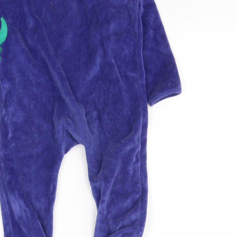 John Lewis Baby Purple  Cotton Babygrow One-Piece Size 6-9 Months  Button - Dinosaur