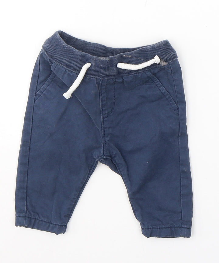 NEXT Boys Blue Cotton Capri Trousers Size 0-3 Months Pullover