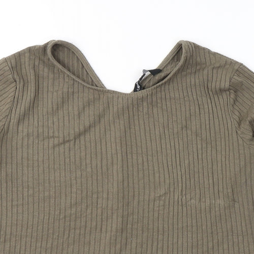 Capsule Womens Green  Viscose Jersey Blouse Size 16 Round Neck