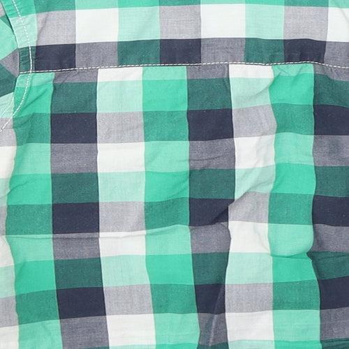 NEXT Boys Green Plaid Cotton Jersey Button-Up Size 12-18 Months Collared Button