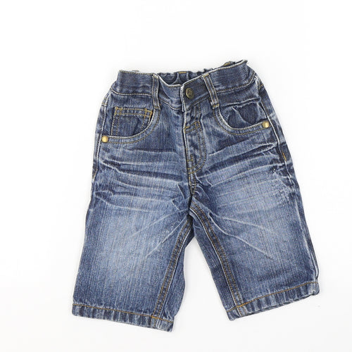 NEXT Boys Blue  Cotton Capri Jeans Size 3-6 Months  Button