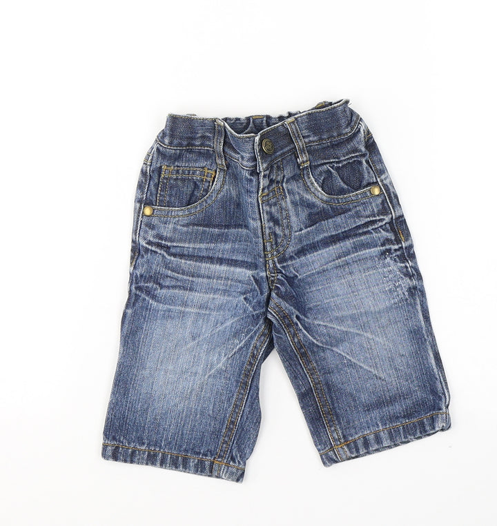 NEXT Boys Blue Cotton Capri Jeans Size 3-6 Months Button