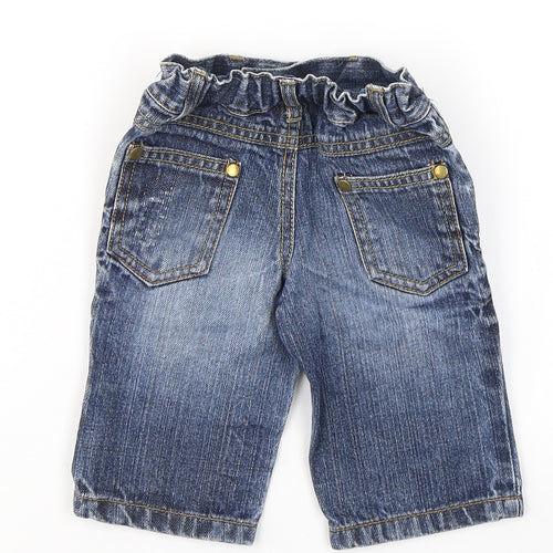 NEXT Boys Blue  Cotton Capri Jeans Size 3-6 Months  Button