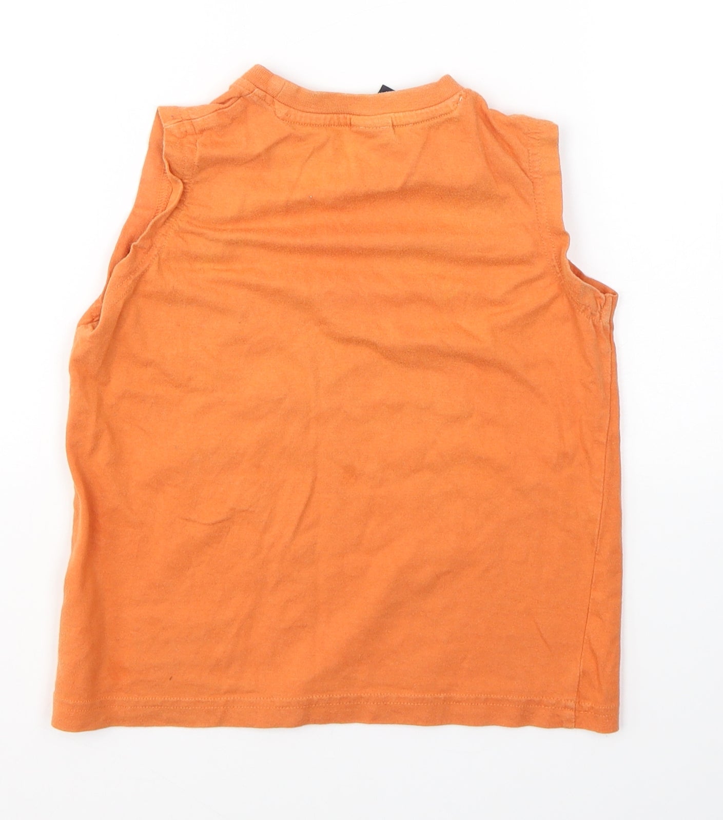 NEXT Boys Orange  Cotton Basic Tank Size 4 Years Round Neck Pullover - Original Brand